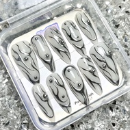 Y2K Aesthetic Milky Silver Chrome Press on nails | False nails | Custom Nails