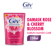 Giv Beauty Sabun Mandi Cair Damask Rose & Cherry Blossom Pouch 250ml