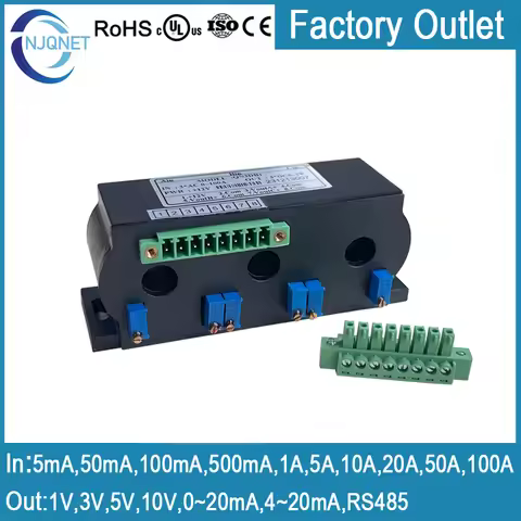 AC Current Sensor QN3DB1 1A 5A 10A 20A 50A 100A / 5V 0-10V 4-20mA RS485 ct current transformer Three
