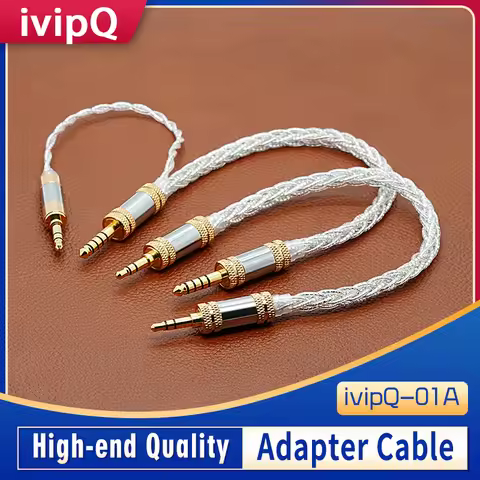 IvipQ-01A Flagship 2.5mm/3.5mm/4.4mm to Male Balanced Adapter Recording Cable for Audio Headphone Am