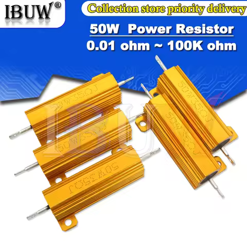 50W Aluminum Power Metal Shell Case Wirewound Resistor 0.01 ~ 100K 0.1 0.5 1 1.5 2 6 8 10 20 100 150