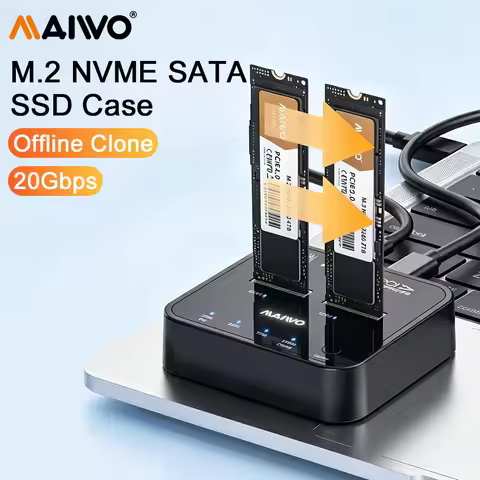 MAIWO Dual-Bay M.2 NVME SSD Enclosure Dock Station Clone USB3.2 Type C Gen2 External Hard Disk Box 2