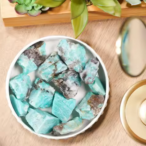 Bulk Lot Amazonite Raw Stone Natural Rough Stones Fountain Rocks for Tumbling Cabbing Wire Wrapping 