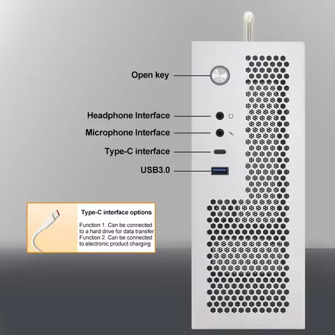 Mini ITX Computer Case for PC Desktop Chassis Typec(10g)+USB3.0 Black Mini-ITX 0.8mm SPCC Desktop Co