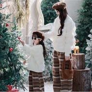 ...Mother-Daughter Winter Outfit with White Tassel...
