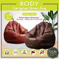 (FREE DELIVERY) Rody Bean bag : Leather Look Fabric Bean Bag with FILLING BEAN 3.5 kg (+/-)  XL Size
