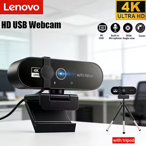 Lenovo 4K Webcam Video Camera 2K Autofocus Streaming Web Cam With Microphone Full HD 1080P Webcams f