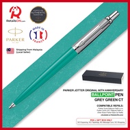 Parker Jotter Original Ballpoint Pen (60th Anniversary) - Grey Green  Chrome Trim (with Black - Medium (M) Refill)