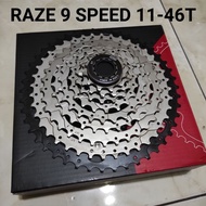 RAZE 9 SPEED CASSETTE SPROCKET GEAR SIZE 11T - 46T OR 11 - 46 SILVER COLOR