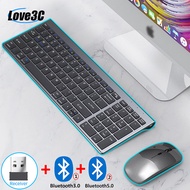 ชุดคีย์บอร์ดและเมาส์ไร้สาย Wireless Keyboard and Mouse Combo Mini Multimedia Keyboard Mouse Set for Laptop PC TV iPad Macbook Android Bluetooth 5.0 2.4G