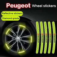 20Pcs Peugeot Car Wheel Reflective Sticker Warning Sticker For 4008 Rcz 5008 206 207 307 301 308 408 3008 508