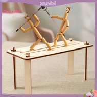 xavexbxl|  1 Set Bamboo Man Battle Toy with Weapon Accessories Rope-controlled Wooden Fighter Action
