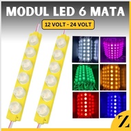 PROMO Lampu LED Modul Module COB 6 Titik 6 Watt 6 Mata Besar 1x6 Bak Putih Merah Hijau Kuning Biru P
