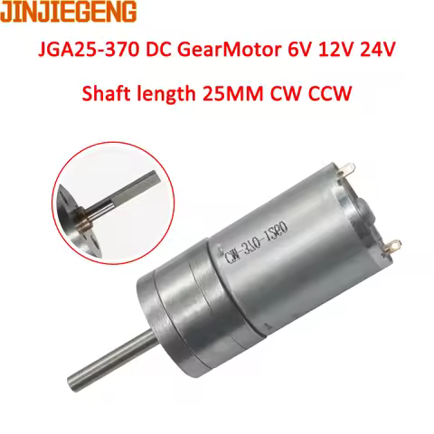 25GA 370 DC Geared Motor 12V 6V 24V Low Speed Forward and Reverse High Torque Geared Motor Long Shaf