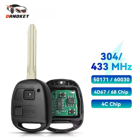 Dandkey 50171 60030 2 Buttons Fob Remote Key for Toyota Prado 120 RAV4 Kluger RAV4 304/433MHZ 4C/4D6