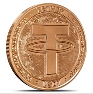 Crypto USDT Tether 1 oz AVDP .999 Fine Cu Copper Bullion Round Coin (Made in United States) 1oz
