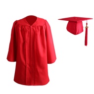 2020 Kids Solid Color Zip Closure Kindergarten Graduation Gown Tassel Decor Cap