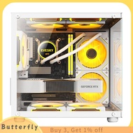 Butterfly เคสพีซีกระจก270องศาแท่นวางคอมพิวเตอร์ตั้งโต๊ะแบบใสสำหรับ M-ATX ITX เมนบอร์ด SSD 7พัดลมระบา