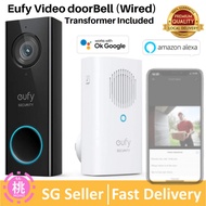 eufy Security, Wi-Fi Video Doorbell, Free Wireless Chime (Transformer Included) 2K Resolution, 2-Way Audio