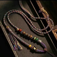 High-End Handmade Tibetan Style Thangka Necklace Braided Lanyard Meaning Peace Good Luck Jade Amulet