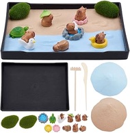 WEBEEDY Capybara Zen Garden Kit for Desk, Mini Desktop Sandbox Kit Funny Tabletop Ornament with Capy