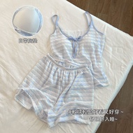 ✨Featured Goods✨Sweet Striped Lace Pajamas Women Summer New Style with Chest Pad Camisole Shorts Lou