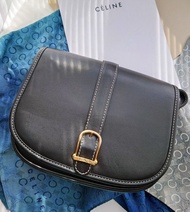 中古美品 CELINE 黑白配馬鞍包半月包單肩包斜背包斜孭包斜挎包袋
