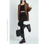 High Waist Curling Edge Straight Jeans Women 2023 Spring Summer New Style Slimmer Look Hot-selling S