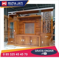 Partisi Tamu Lemari Penyekat Ruangan Pembatas Meja TV Jati Sketsel