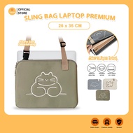 HIJAU Sling Bag Laptop Sleeve Pouch Hand Carry Bag Sling Bag Korean Stylish Clutch Case Leptop Apple Macbook Air Pro M1 M2 M3 13 14 15 16 inch Shockproof Puffy Design Thick Embroidery Cute rabbit poodle Blue Cat Green