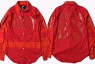 HOOD BY AIR HBA 69 雙色拼接橘+紅長袖襯衫