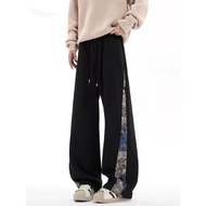 Ruo Bei Xuan กางเกงปักลายขากางเกงทรงปล่อยหลวมสำหรับทั้งฤดูใบไม้ผลิและฤดูร้อน