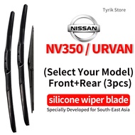 (Front+Rear 3pcs) Nissan Urvan/NV350 Wiper Blade Set for 1990-2022 UR Van NV 350 SUV Car Back Window
