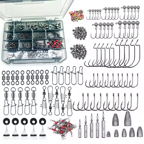187pcs Fishing Accessories Kit Organized Fishing Tackle Box with Tackle Included Fishing Hooks Fishi