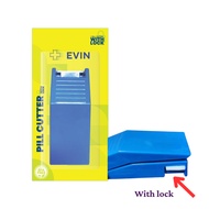 EVIN Pill Cutter With Lock Cuts Pill Exactly In Half Safety Shiels With Magnifier