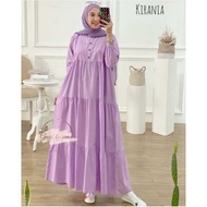 Kirania Midi Dress M L XL XXL (JUMBO) Gamis Rayon Adem Murah Gamis Baju Muslim Wanita kekinian Viscose Premium Halus
