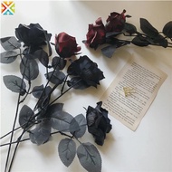 Gothic Black Rose Artificial Flowers Simulation Flowers Bouquet Valentine Roses Flowers Silk Cloth Material Home Wedding Decoration