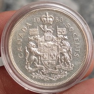 Uang Koin Perak Kuno 50 Cents Canada Tahun 1963 Silver Coin