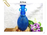 ~~早期玻璃酒瓶 雙耳鳳梨格紋 玻璃瓶 花瓶 高約24cm(3-2)~~