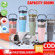 900ML Tumbler Thermos With Handle 304 Stainless Steel Sport Fitness Water Bottle  With Straw Mug Kee