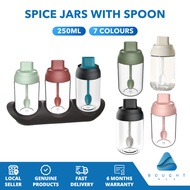 Spice Jars - 250ml Glass Bottle with Spoon, for Seasoning & Condiments