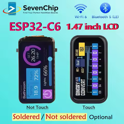 Waveshare ESP32-C6 1.47inch LCD Screen ESP32 Deve Board 172×320 262K Color 160MHz Supports WiFi 6 & 