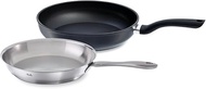 Fissler Set of 2 Frying Pans/Catania Uncoated Stainless Steel Pan (Diameter 24 cm) & Cenit Coated Al