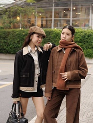 HAZEL WOOD JACKET (Black-Brown)เสื้อแจ็คเก็ตแขนยาวผู้หญิง