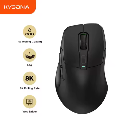 KYSONA Uranus PRO Wireless Gaming Mouse Ergonomic Mouse PAW3395 54g 8KHz Polling Rate 26000DPI For R