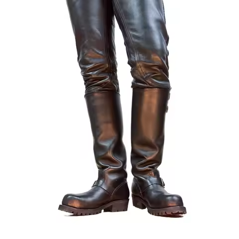 Fashion Men's Genuine Leather British Long Chelsae Boots Knee High Winter Riding Knight Boots Engine