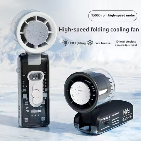 F9 Foldable Portable Handheld Fan Ice Cool Adjustable Wind Speed Of High-speed Turbo For Long Batter