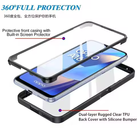 360° Full Protection Clear Shockproof Phone Cover for OPPO Find X5 Pro A79 A96 A95 A94 A36 A76 A92 A