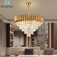Krisfan Luxury crystal lamp living room dining room bedroom LED three-color simple decorative kandi