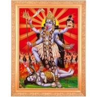 Kali Mata Zari Art Print Elegant Photo In Golden Artwork Frame 11 x 14 Inch OR (27.94 X 35.56 Cm) Re